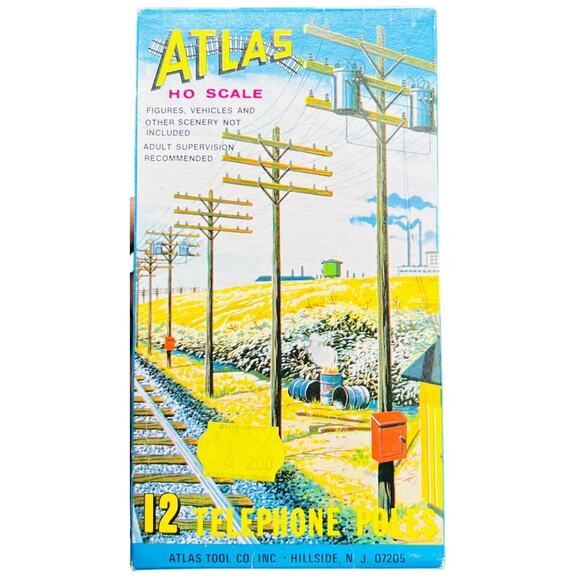 Atlas Other - 🏗️ Atlas HO Scale Telephone Poles Set of 12 Vintage Model Railroad Scenery 7756